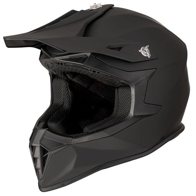 Casque cross Vinz Luis noir mat, casquette montée
