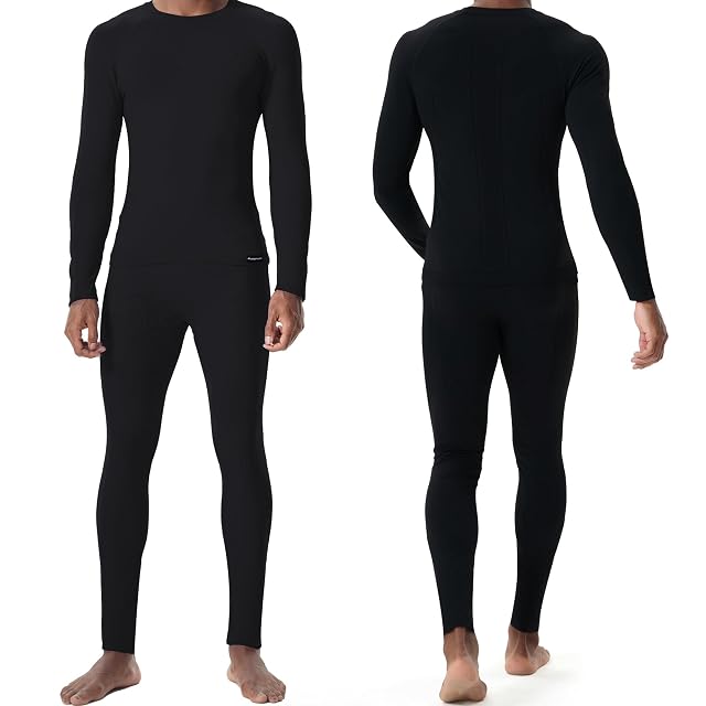 Ensemble de sous-vêtements thermiques sans couture FlowFlex, noir