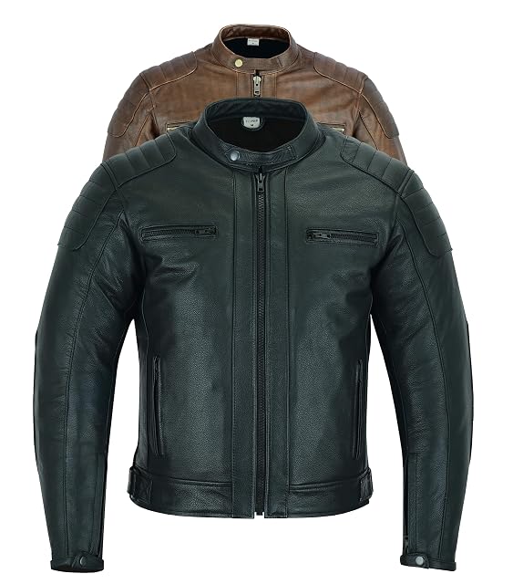 Blouson moto en cuir Texpeed de classe AAA, noir