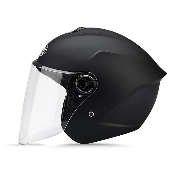 Casque jet LIONCIANO noir mat, écran baissé