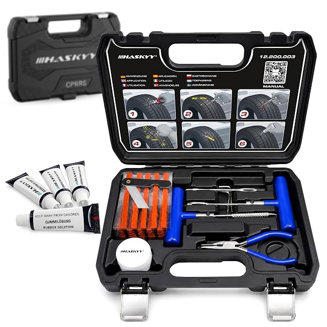 Trousse de réparation de pneu vulcanisante HASKYY de 47 pièces